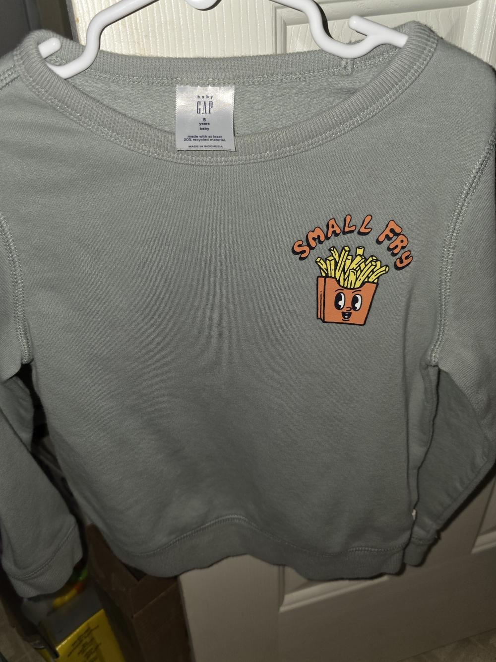 GAP Sage Green 'Small Fry' Graphic Sweatshirt Size 5